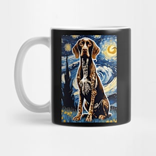 German Shorthaired Pointer Dog Breed Painting in a Van Gogh Starry Night Art Style Mug